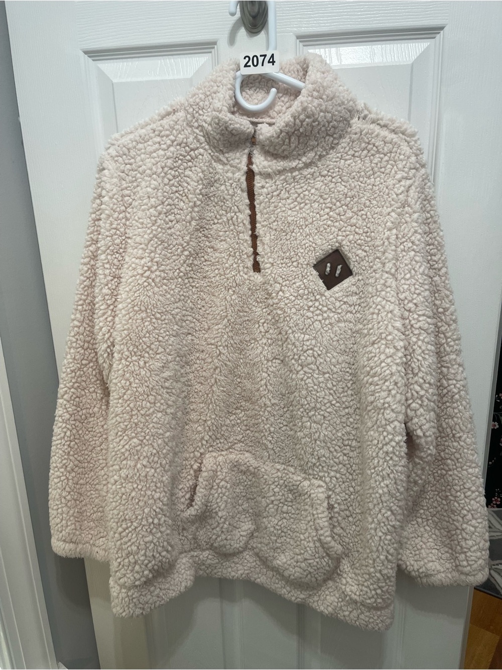 Cozy Cream Sherpa Quarter-Zip Pullover Hoodie - Picture 2 of 11